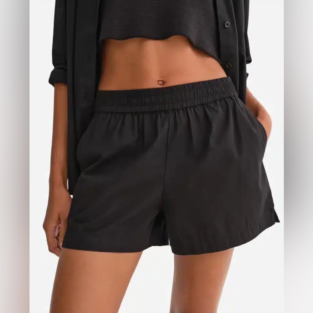 MATE The Label - Organic Cotton Poplin Shorts - Black Small NWT
